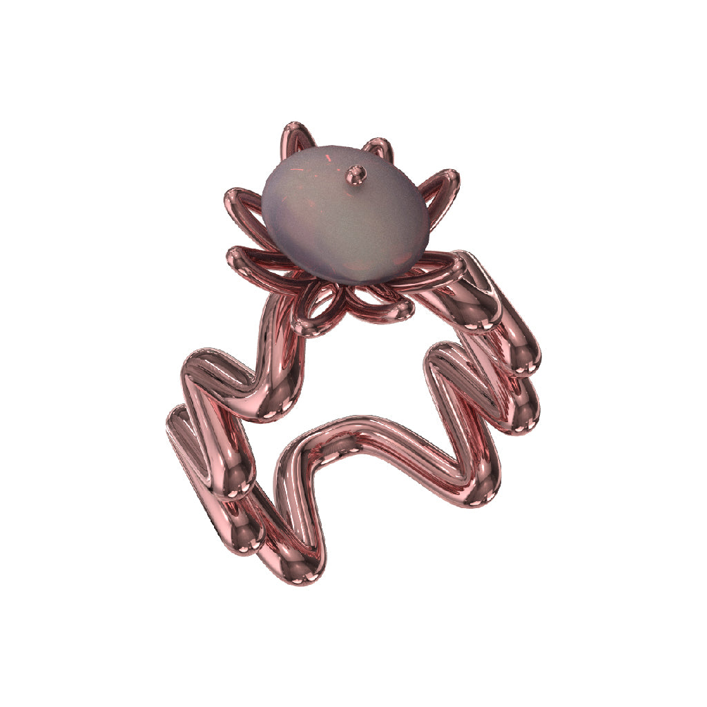 custom order - pearl flower wave ring