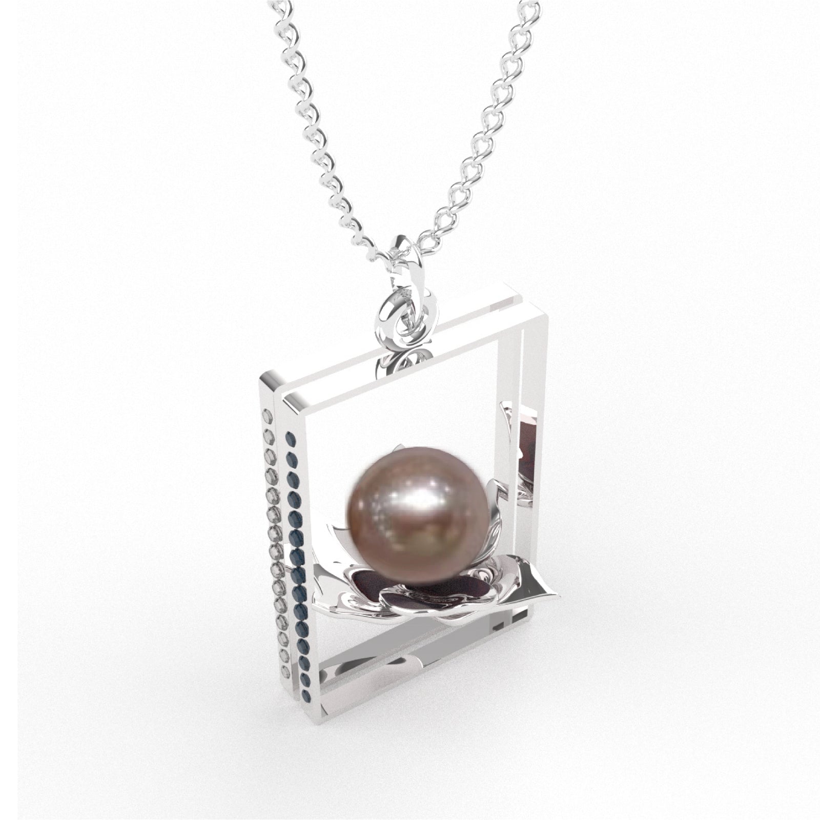 custom order - pearl lotus pendant