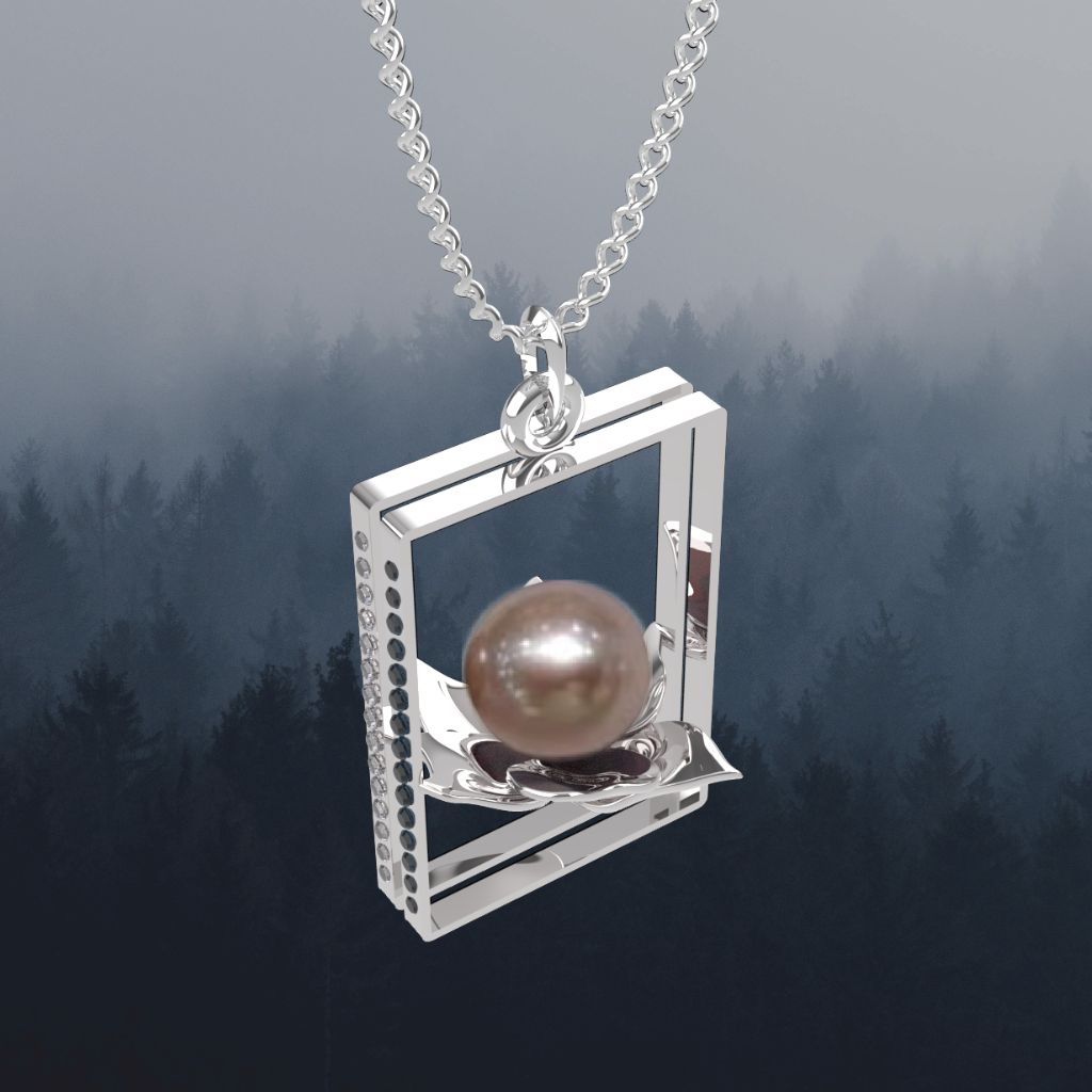 custom order - pearl lotus pendant